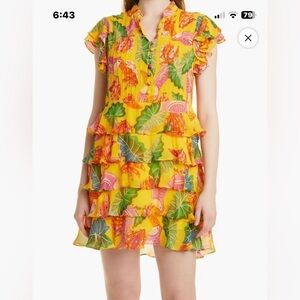FARM Rio Yellow Beaks and Bananas Mini Dress. NEW without tags